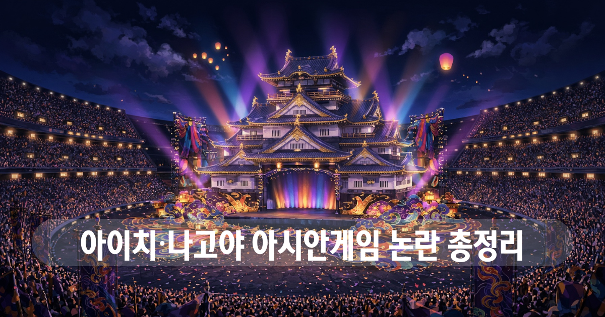 2026 아이치·나고야 아시안게임 개회식 논란을 표현한 이미지